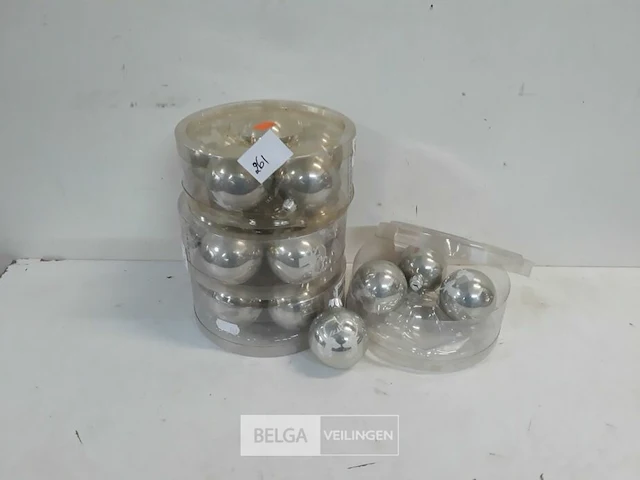 4 x kerstballen glas 6 cm 4 stuks zilver - afbeelding 1 van  3