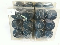 4 x kerstballen pvc 6 stuks blauw met lijnen - afbeelding 2 van  3