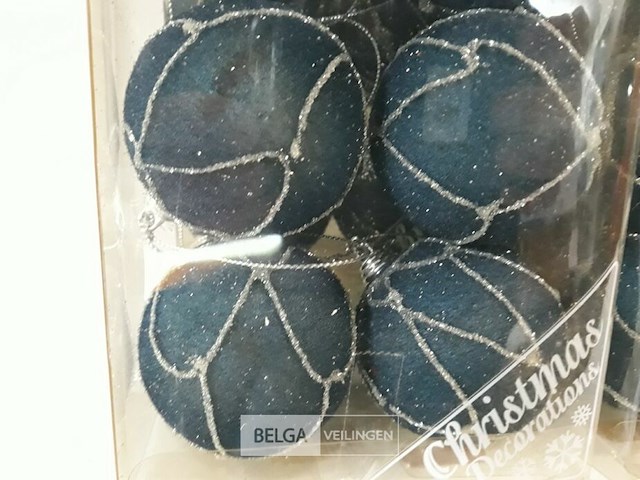 4 x kerstballen pvc 6 stuks blauw met lijnen - afbeelding 3 van  3