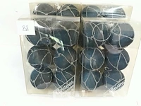 4 x kerstballen pvc 6 stuks blauw met lijnen