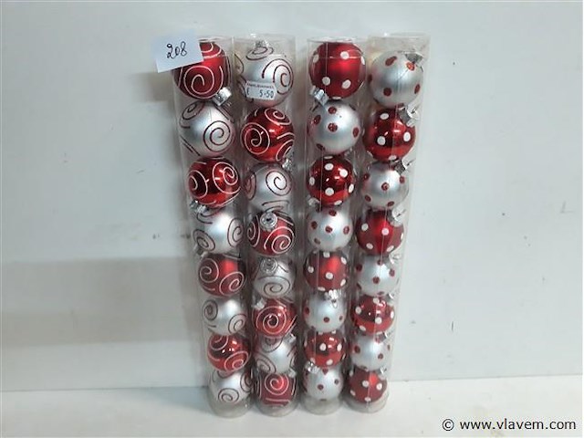 4 x kerstballen pvc 8 stuks rood/zilver - afbeelding 1 van  2