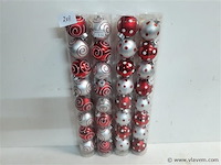 4 x kerstballen pvc 8 stuks rood/zilver - afbeelding 1 van  2
