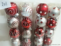 4 x kerstballen pvc 8 stuks rood/zilver - afbeelding 2 van  2