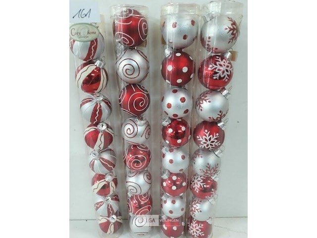 4 x kerstballen pvc 8 stuks rood/zilver - afbeelding 3 van  3
