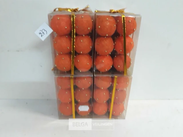 4 x kerstballen sisal oranje 5 cm 12 stuks - afbeelding 2 van  3