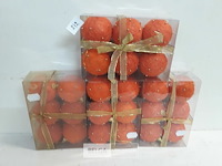 4 x kerstballen sisal oranje 7 cm 6 stuks - afbeelding 2 van  3