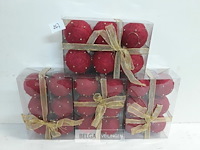 4 x kerstballen sisal rood 7 cm 6 stuks - afbeelding 2 van  3