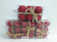 4 x kerstballen sisal rood 7 cm 6 stuks