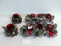 4 x kerststuk met t-licht glasje 2 assorti - afbeelding 2 van  3