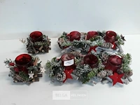 4 x kerststuk met t-licht glasje 2 assorti - afbeelding 2 van  3
