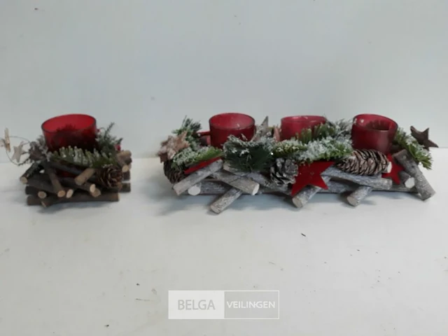 4 x kerststuk met t-licht glasje 2 assorti - afbeelding 3 van  3