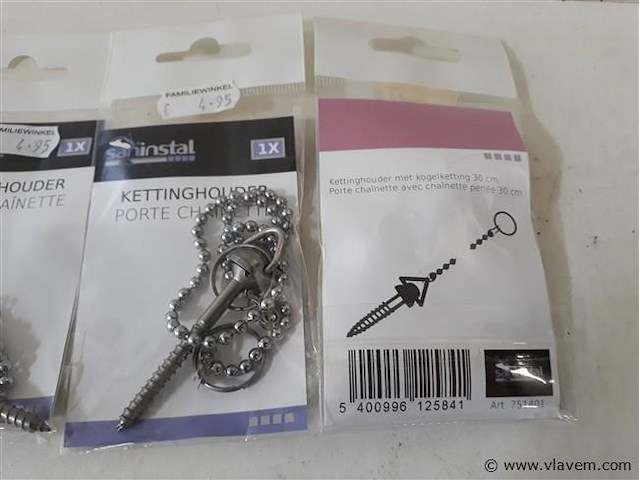 4 x ketting 30 cm voor stop - afbeelding 2 van  2