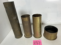 4 x koperen obus waarvan 1 met trench art - afbeelding 1 van  2