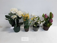 4 x kunstplant in potje mix - afbeelding 2 van  3