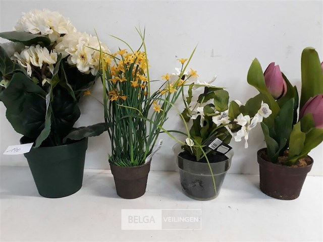 4 x kunstplant in potje mix - afbeelding 3 van  3