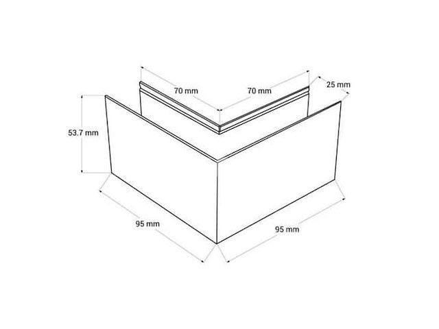4 x l-connectoren voor blootliggende magnetische rails – 20 mm – horizontaal - afbeelding 1 van  4