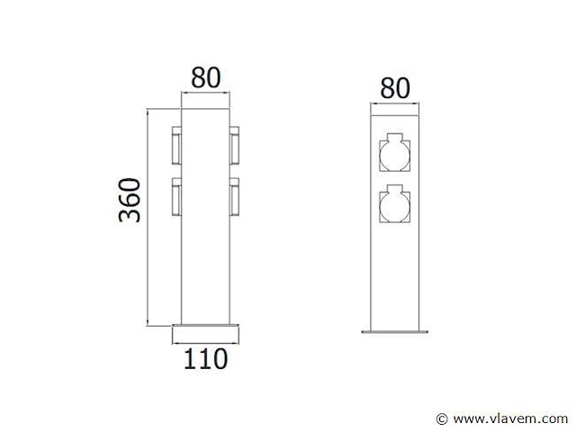 4 x largo buiten kolom 4 x schuko zwart - afbeelding 2 van  5