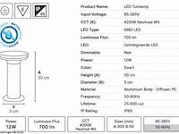 4 x led buiten sokkel lamp – 12w – 4200k neutraal wit - zwart – ip65 – dexter-2 - afbeelding 5 van  6
