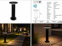 4 x led buiten sokkel lamp – 12w – 4200k neutraal wit - zwart – ip65 – dexter-2 - afbeelding 5 van  5