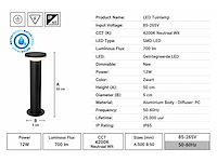 4 x led buiten sokkel lamp – 12w – 4200k neutraal wit - zwart – ip65 – dexter-3 - afbeelding 5 van  10