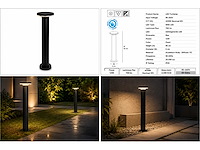 4 x led buiten sokkel lamp – 12w – 4200k neutraal wit - zwart – ip65 – dexter-3 - afbeelding 6 van  10