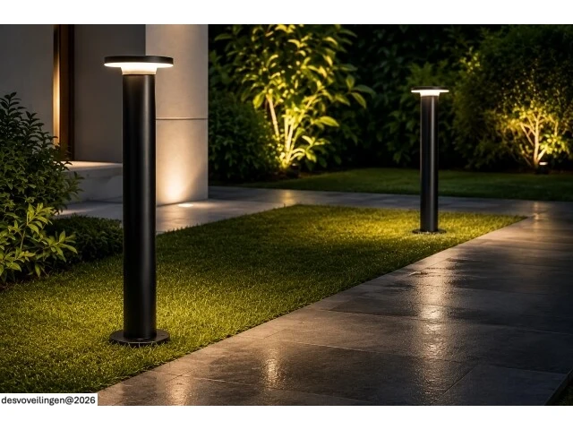 4 x led buiten sokkel lamp – 12w – 4200k neutraal wit - zwart – ip65 – dexter-3 - afbeelding 2 van  6