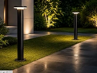 4 x led buiten sokkel lamp – 12w – 4200k neutraal wit - zwart – ip65 – dexter-3 - afbeelding 2 van  6