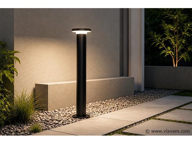 4 x led buiten sokkel lamp – 12w – 4200k neutraal wit - zwart – ip65 – dexter-3 - afbeelding 3 van  5