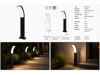4 x led buiten sokkel lamp – 12w – 4200k neutraal wit - zwart – ip65 – prestige-2 - afbeelding 3 van  5