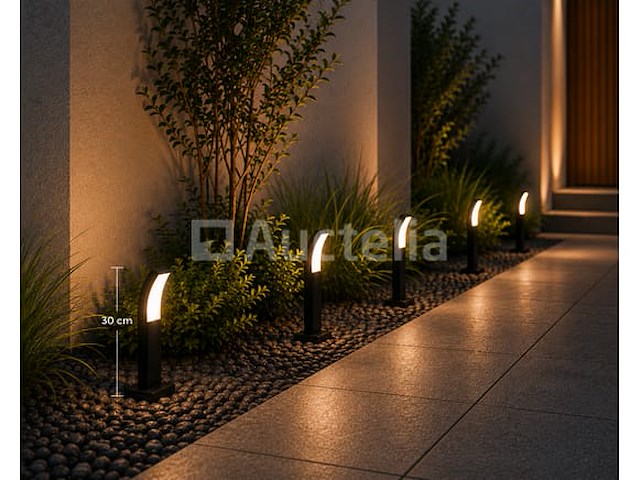 4 x led buiten sokkel lamp – 12w – 4200k neutraal wit - zwart – ip65 – prestige-2 - afbeelding 4 van  5