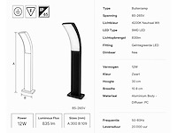 4 x led buiten sokkel lamp – 12w – 4200k neutraal wit - zwart – ip65 – prestige-2 - afbeelding 8 van  13