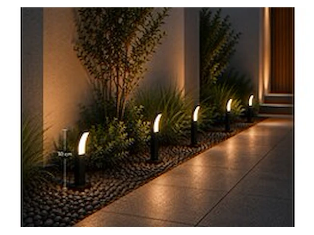 4 x led buiten sokkel lamp – 12w – 4200k neutraal wit - zwart – ip65 – prestige-2 - afbeelding 1 van  6