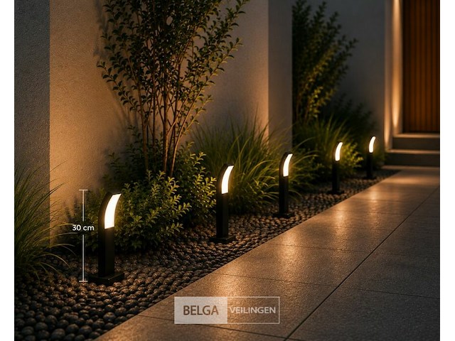4 x led buiten sokkel lamp – 12w – 4200k neutraal wit - zwart – ip65 – prestige-2 - afbeelding 1 van  6
