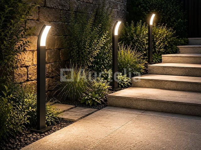 4 x led buiten sokkel lamp – 12w – 4200k neutraal wit - zwart – ip65 – prestige-4 - afbeelding 2 van  5