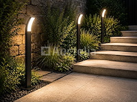 4 x led buiten sokkel lamp – 12w – 4200k neutraal wit - zwart – ip65 – prestige-4 - afbeelding 2 van  5