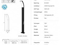 4 x led buiten sokkel lamp – 12w – 4200k neutraal wit - zwart – ip65 – prestige-4 - afbeelding 4 van  5