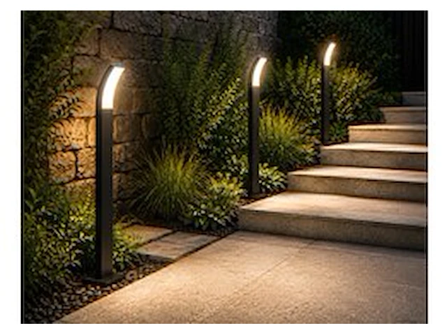 4 x led buiten sokkel lamp – 12w – 4200k neutraal wit - zwart – ip65 – prestige-4 - afbeelding 1 van  6