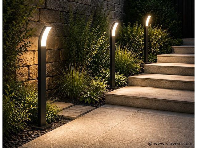 4 x led buiten sokkel lamp – 12w – 4200k neutraal wit - zwart – ip65 – prestige-4 - afbeelding 1 van  5