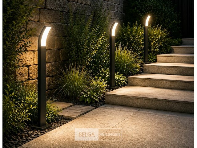 4 x led buiten sokkel lamp – 12w – 4200k neutraal wit - zwart – ip65 – prestige-4 - afbeelding 2 van  6