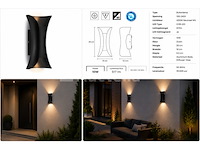 4 x led buiten wandlamp – 10w – 4200k neutraal wit - zwart – ip65 – marvel-10 - afbeelding 2 van  5