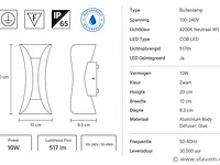 4 x led buiten wandlamp – 10w – 4200k neutraal wit - zwart – ip65 – marvel-10 - afbeelding 4 van  5