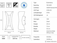 4 x led buiten wandlamp – 10w – 4200k neutraal wit - zwart – ip65 – marvel-10 - afbeelding 4 van  5