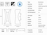 4 x led buiten wandlamp – 10w – 4200k neutraal wit - zwart – ip65 – marvel-10 - afbeelding 5 van  6