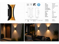 4 x led buiten wandlamp – 10w – 4200k neutraal wit - zwart/goud – ip65 – marvel-10 - afbeelding 4 van  5