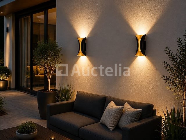 4 x led buiten wandlamp – 10w – 4200k neutraal wit - zwart/goud – ip65 – marvel-10 - afbeelding 2 van  5