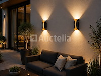 4 x led buiten wandlamp – 10w – 4200k neutraal wit - zwart/goud – ip65 – marvel-10 - afbeelding 2 van  5