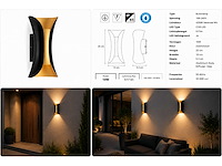 4 x led buiten wandlamp – 10w – 4200k neutraal wit - zwart/goud – ip65 – marvel-10 - afbeelding 2 van  15