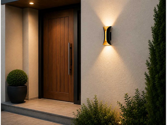 4 x led buiten wandlamp – 10w – 4200k neutraal wit - zwart/goud – ip65 – marvel-10 - afbeelding 5 van  15