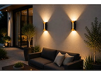 4 x led buiten wandlamp – 10w – 4200k neutraal wit - zwart/goud – ip65 – marvel-10 - afbeelding 1 van  15