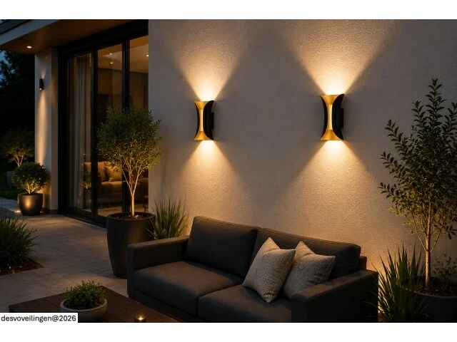4 x led buiten wandlamp – 10w – 4200k neutraal wit - zwart/goud – ip65 – marvel-10 - afbeelding 2 van  6